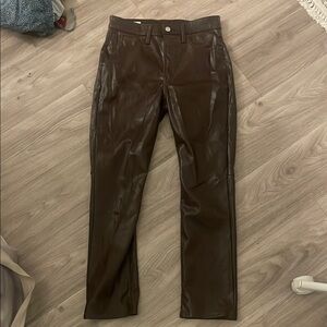 Brown Faux Leather Pants